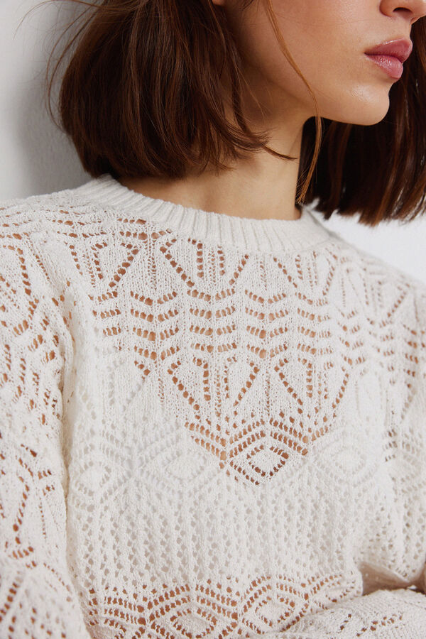 Springfield Džemper sa rupičastim vezom Bež