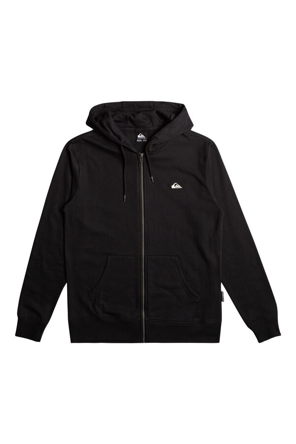 Quiksilver Basic Zip - Sweatshirt com capuz para homem com fecho-&eacute;clair preto