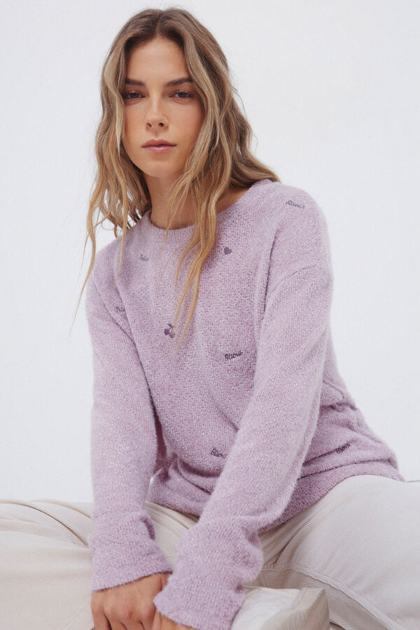 Springfield Džemper od &scaron;enila s tre&scaron;njama Ljubičasta/Lila