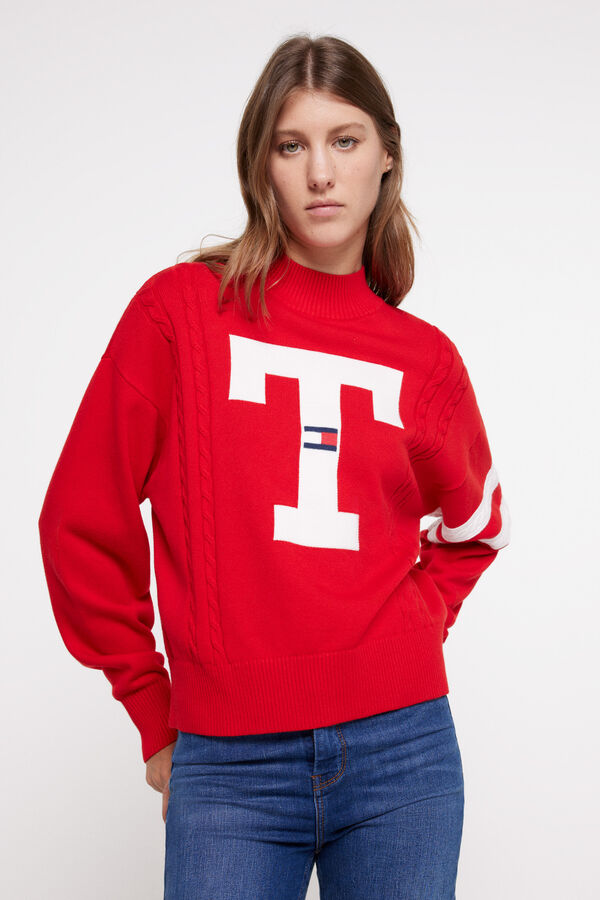 Springfield Camisola de malha de mulher Tommy Jeans vermelho real