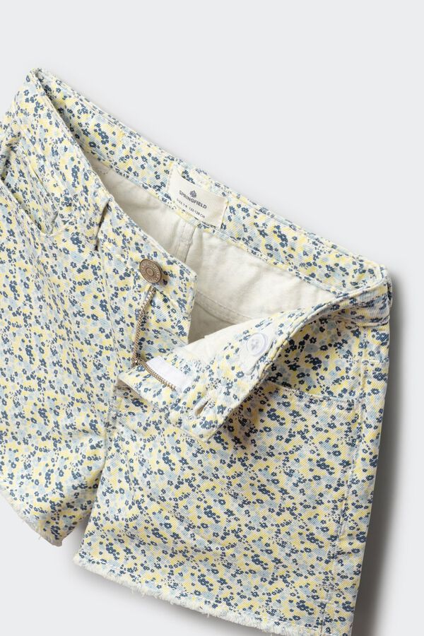 Springfield Kids Short sarga flores ni&ntilde;a amarillo