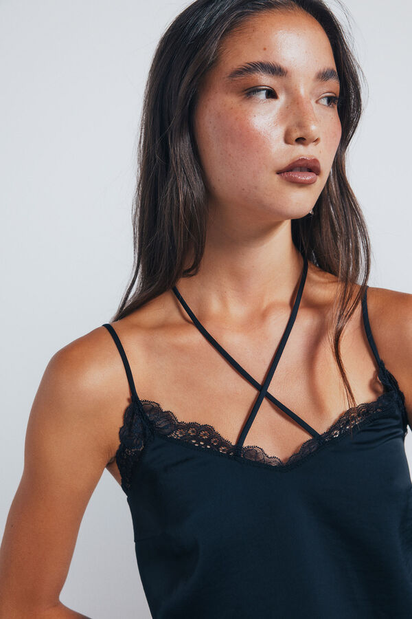 Springfield Top lencero puntilla negro