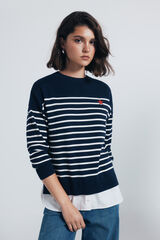 Springfield Combined striped jersey with embroidered detail blue