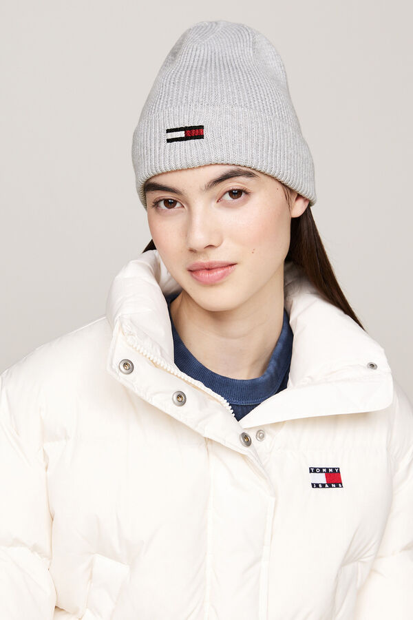 Tommy Jeans Gorro Tommy Jeans con bandera efecto brillo gris