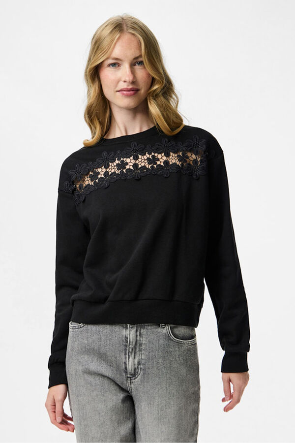 Pieces Sweatshirt vazado preto