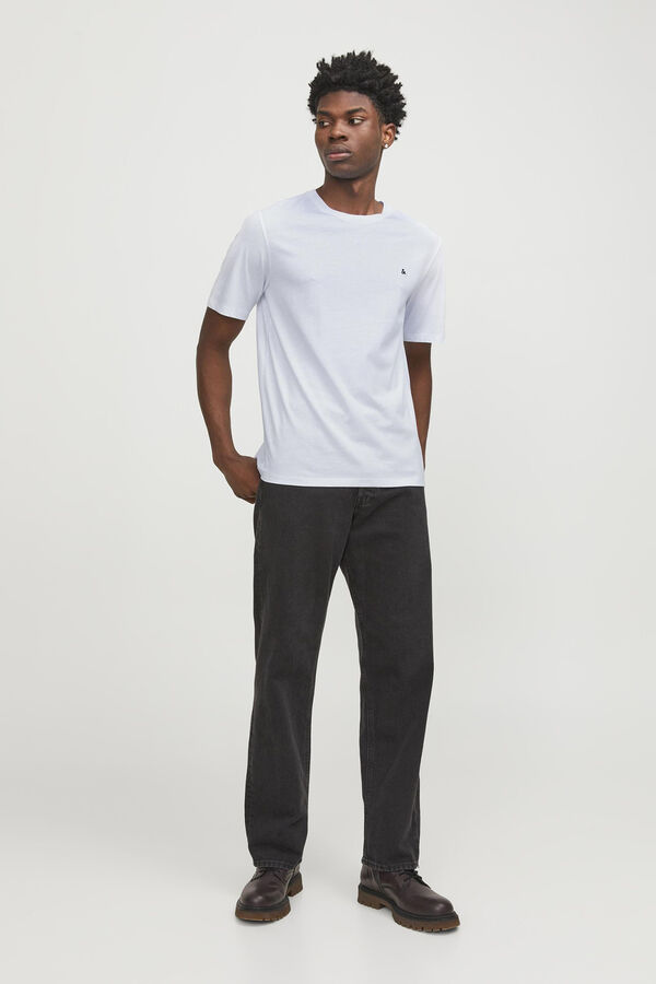 Jack & Jones Camiseta lisa com corte padr&atilde;o branco