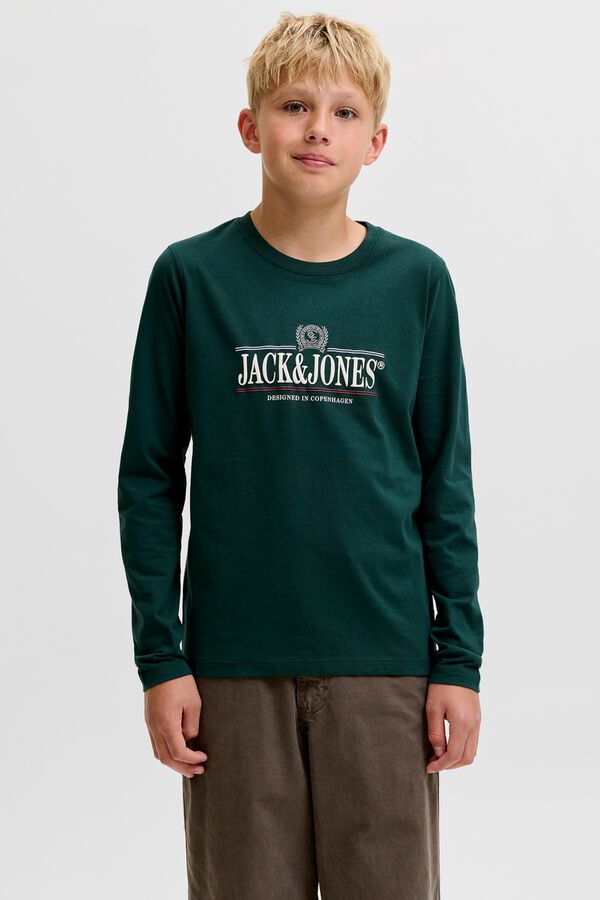 Jack & Jones Junior T-shirt regular manga comprida verde