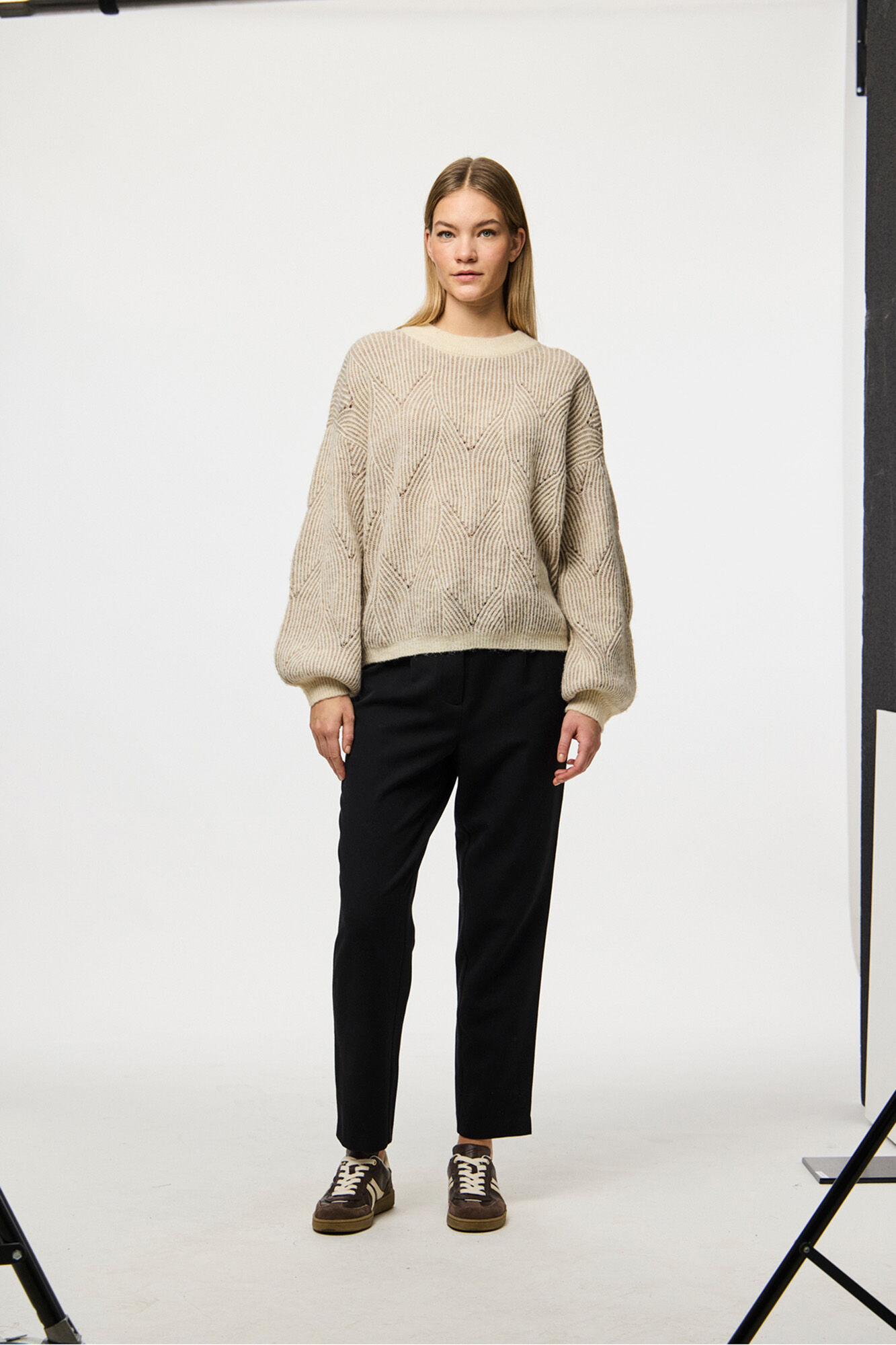 Pieces gola com punhos em jersey contrastante