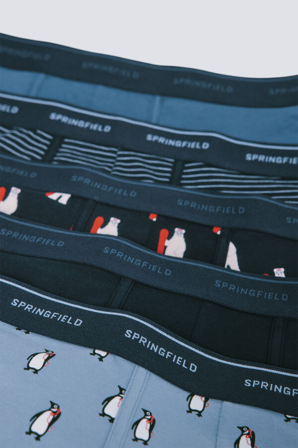 Springfield Paket od 5 &scaron;tampanih pamučnih bokserki Plava