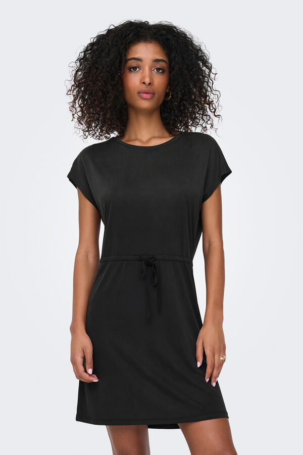 Only Vestido corto manga corta negro
