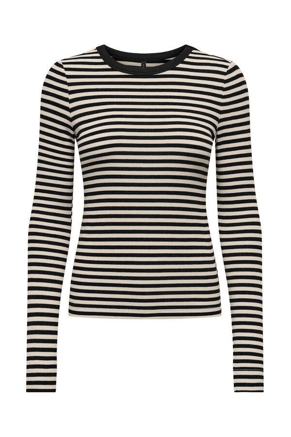 Only Camiseta de rayas manga larga negro