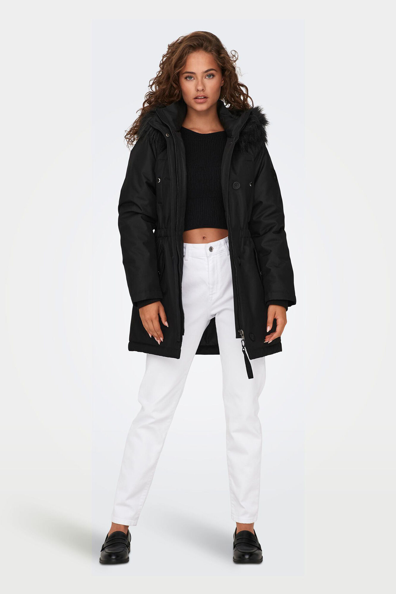 Parka with fur hood