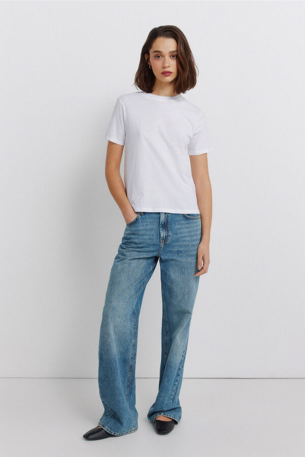 Springfield Majica kratkih rukava sa nitnama Bela