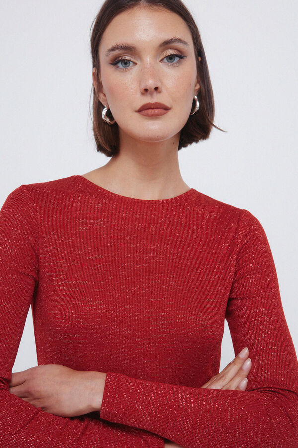 Springfield Majica sa lureksom i izrezom  Crvena