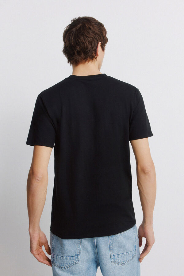 Springfield Lycra V-neck slim fit T-shirt black