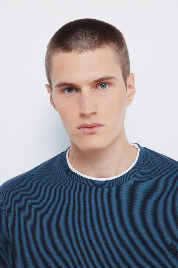 Springfield Majica dugi rukav sa dvostrukim mikroprugama Plava