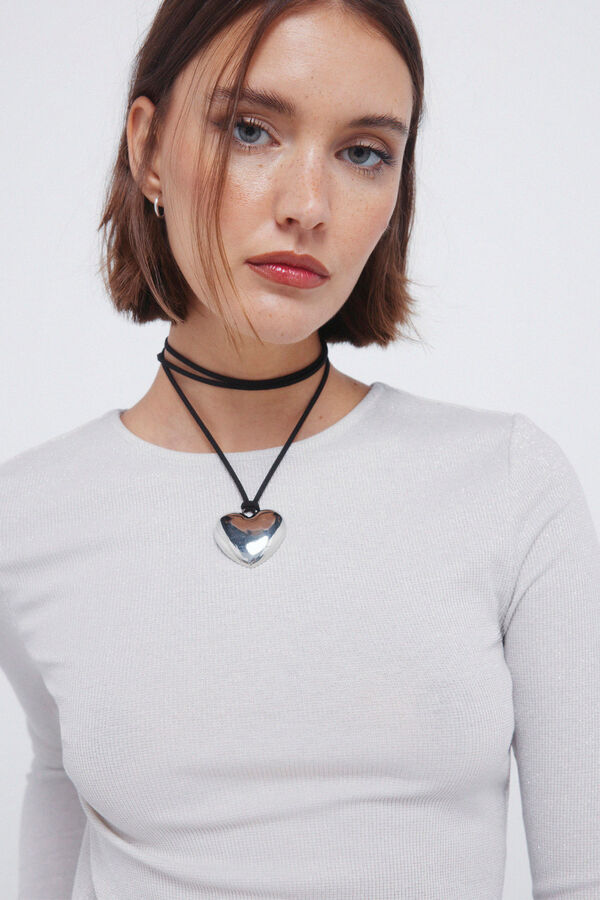 Springfield Majica sa lureksom i izrezom  Siva