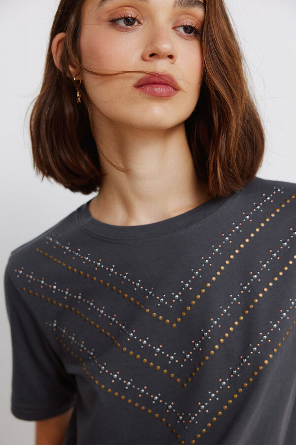 Springfield Majica kratkih rukava sa nitnama Siva