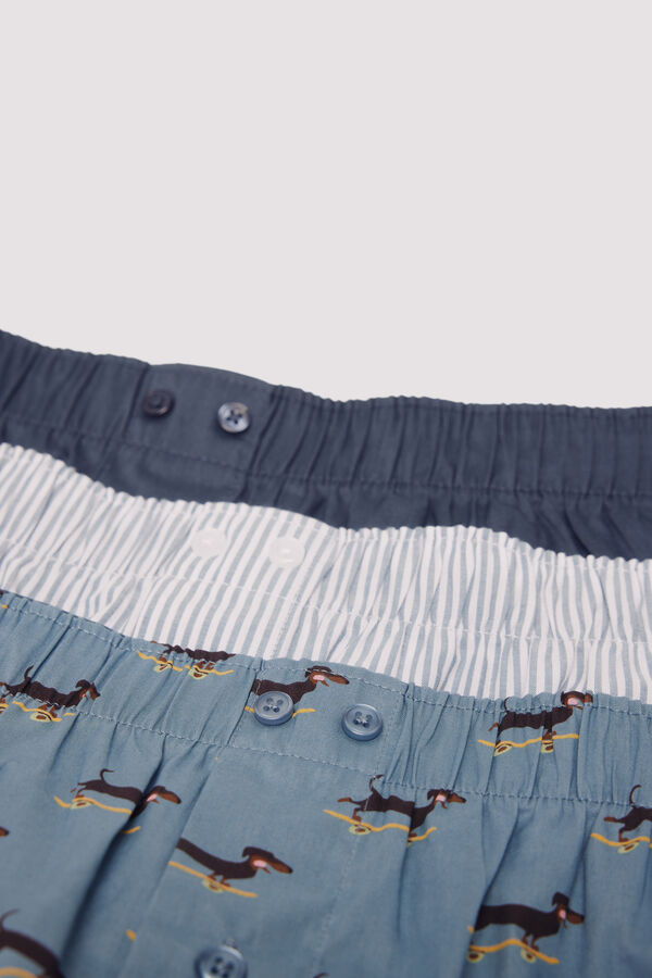 Springfield Paket od 3 popelin gaće s printom Zelena