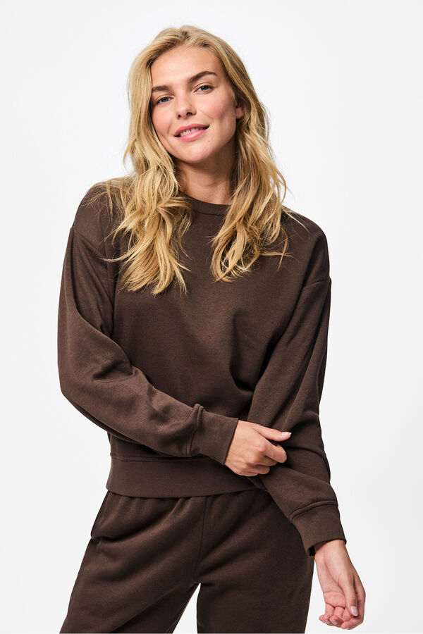 Pieces Sudadera basica marr&oacute;n