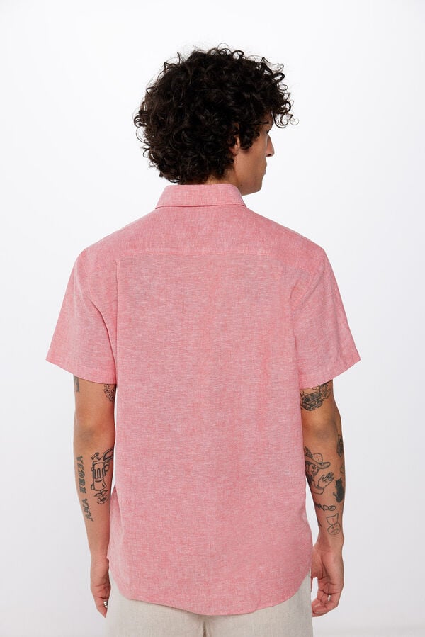 Springfield Camisa manga corta lino estampado rojo