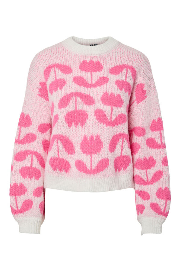 Pieces Jersey estampado floral cuello redondo blanco