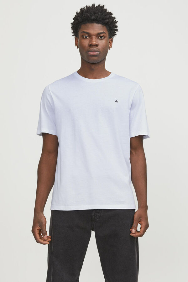 Jack & Jones Camiseta lisa com corte padr&atilde;o branco