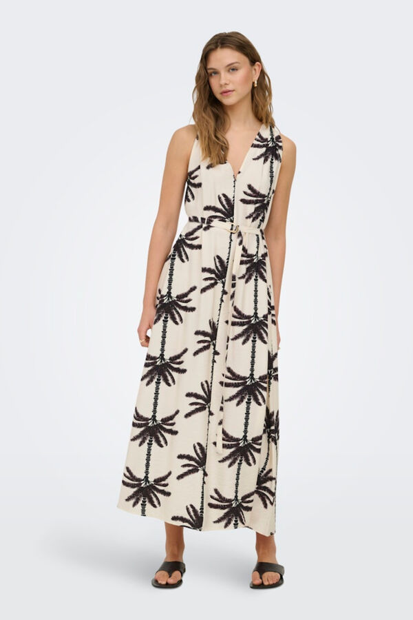 Only Vestido largo cuello en V blanco