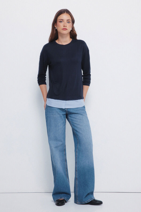 Springfield Kombinovana majica Plava