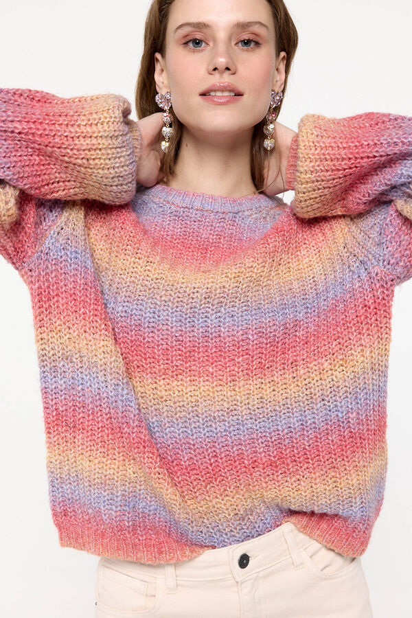 Pieces Bunter Strickpullover Rosa