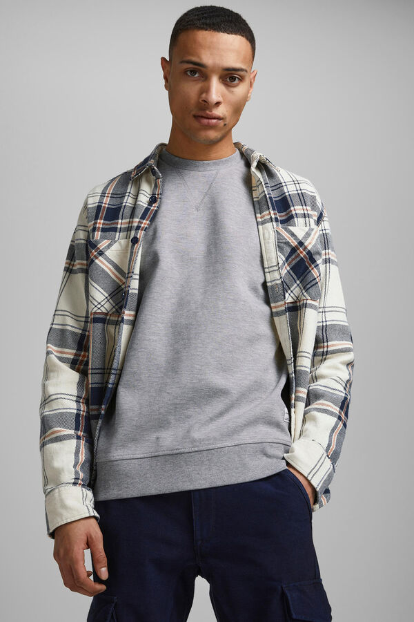 Jack & Jones Sudadera lisa algod&oacute;n gris