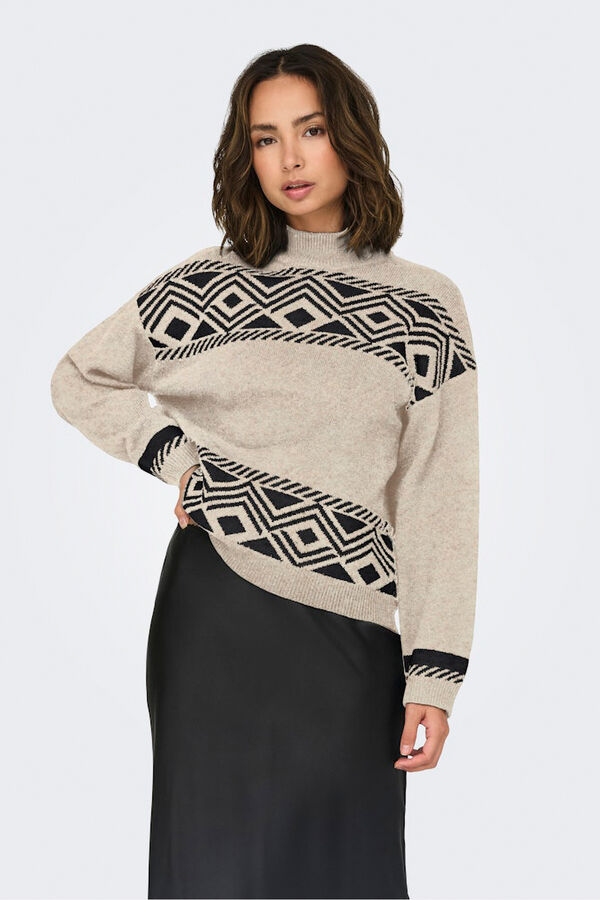 Only Detalhe da borda de Camisola cinzento