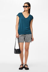 Pieces T-shirt b&aacute;sica fluida azul