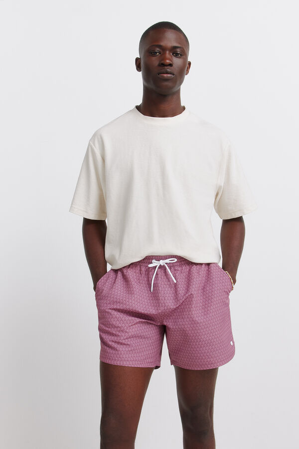 Springfield Kupaći kostim sa printom li&scaron;ća i džepom sa rajsfer&scaron;lusom Bordo