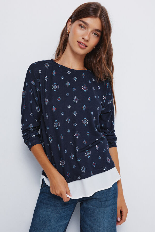 Springfield Majica sa kombinovanim &scaron;tampom  Plava