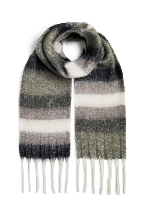 Pieces Cachecol macio com franjas cinzento