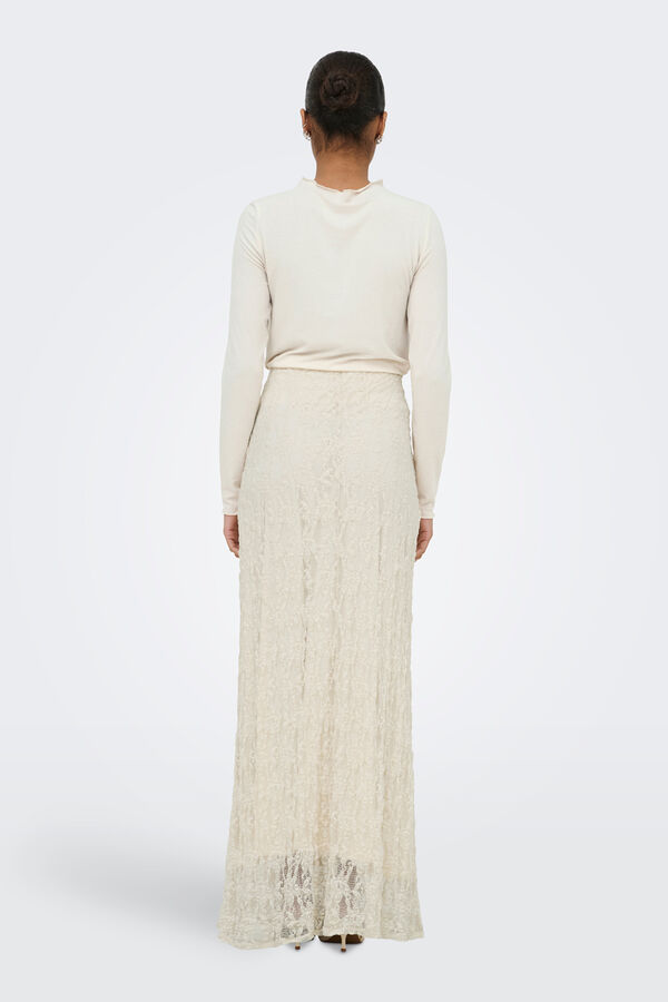 Only Falda larga de encaje beige