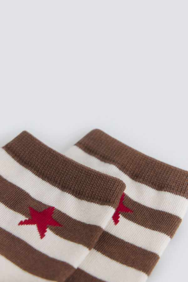 Springfield Duge prugaste zvezdaste čarapa Bež