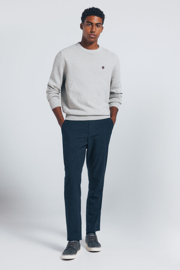 Springfield Jednobojan fantazijski uvijeni džemper Siva