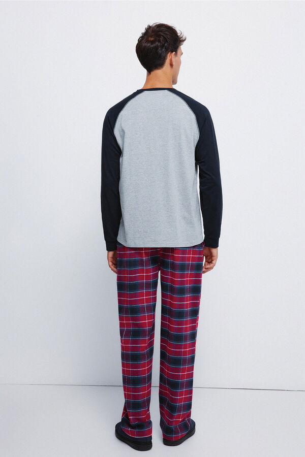 Springfield Duga pidžama sa kariranim pantalone Plava