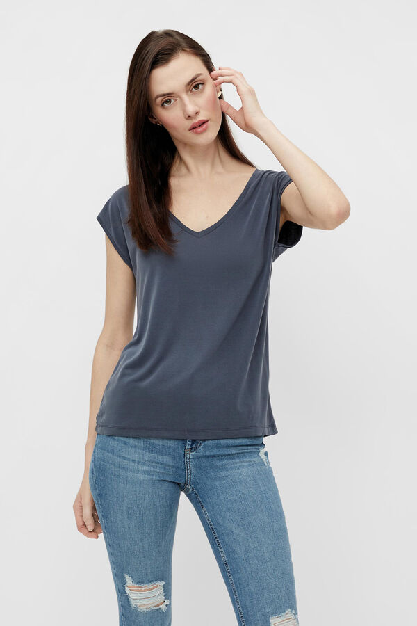 Pieces Camiseta tencel b&aacute;sica azul