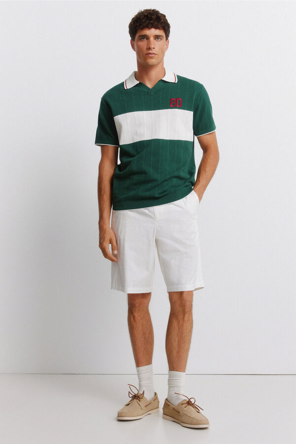 Springfield Sportska polo majica sa kontrastnim detaljima Zelena