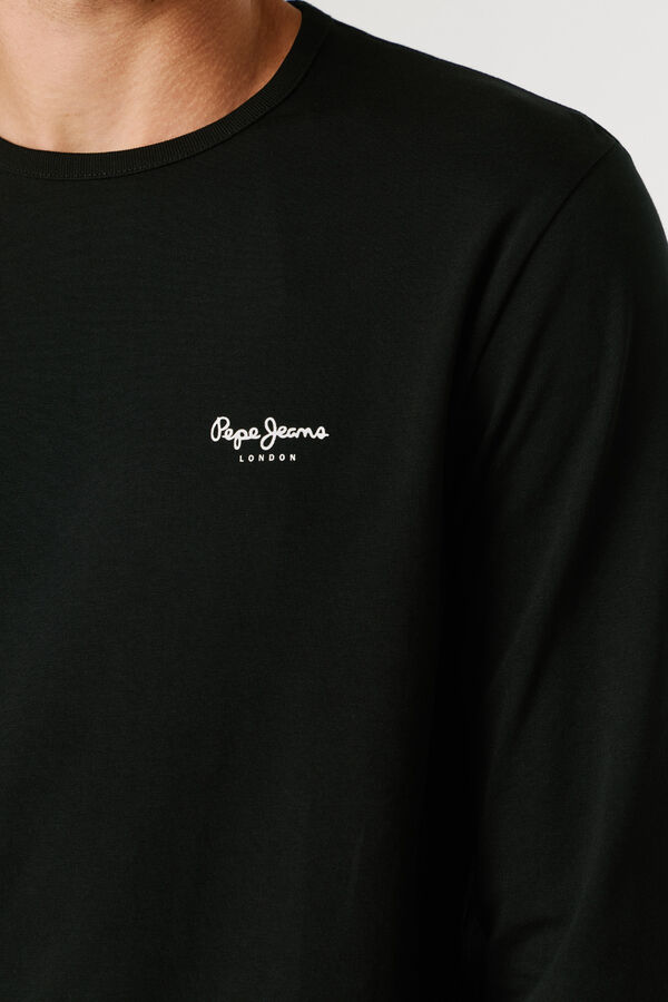 Pepe Jeans T-shirt manga comprida slim preto