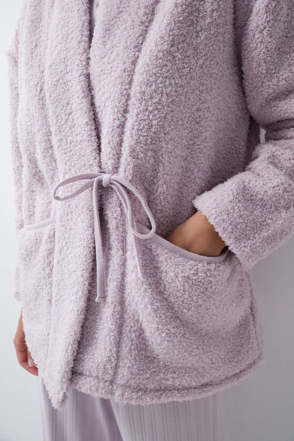 Women'secret Robe de chambre crois&eacute;e mi-longue &agrave; nouer rose