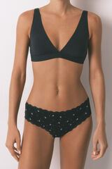 Women'secret Black cotton classic wide floral print panty black