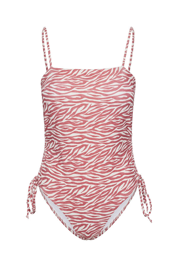 Womensecret Swimsuit with all-over print. Straps and gathered details at the sides. Crvena