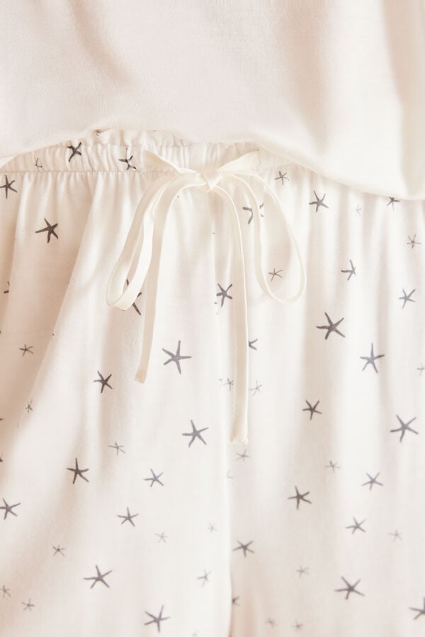 Womensecret Pijama curto marfim estrelas bege