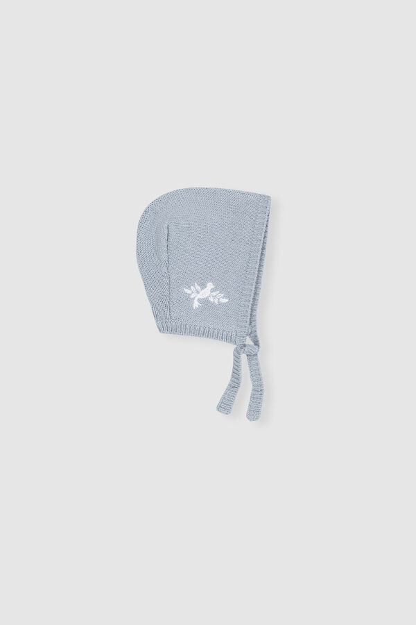 Womensecret Blue bird embroidered knit bonnet blue