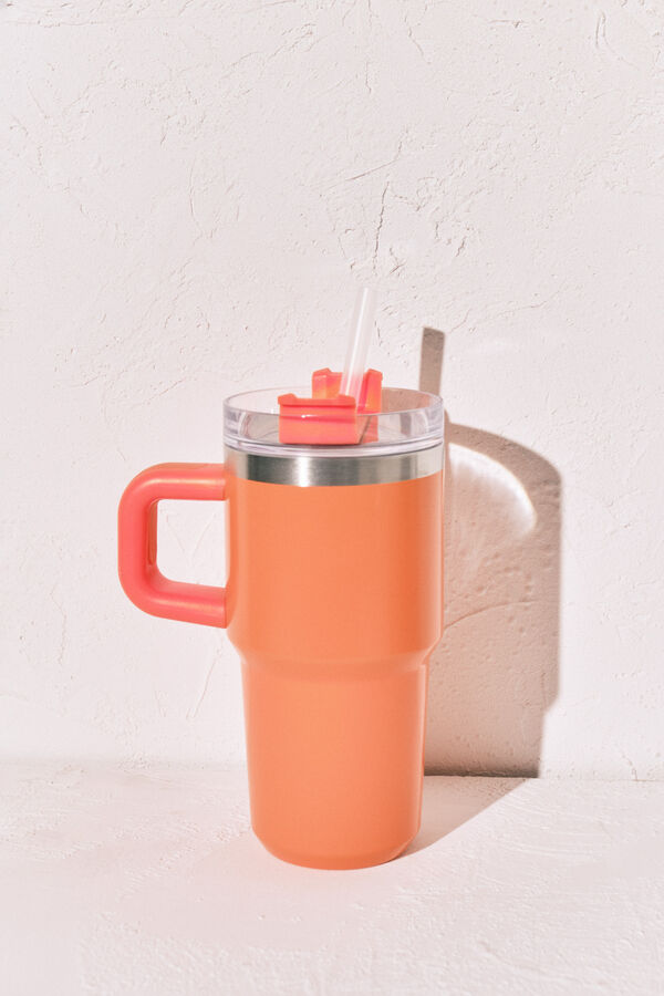 Women'secret Bouteille en acier inoxydable anse orange rouge