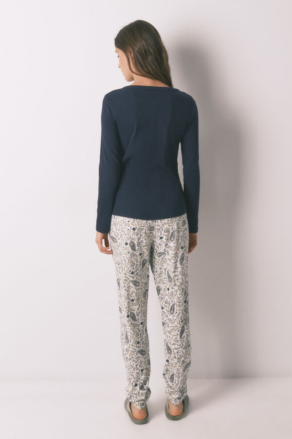 Women'secret Paisley print cotton long trousers green